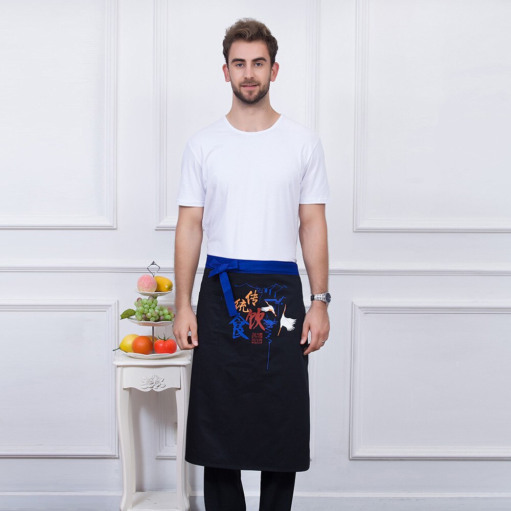 Delantal blanco negro de , , servicio de comida chino, restaurante, cafetería de cocina, panadería, Chef, camarero, delantales de limpieza: 2