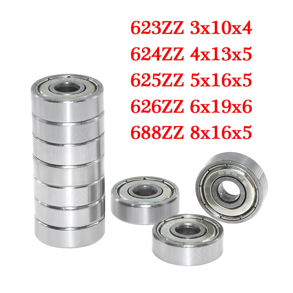 10 pièces 626ZZ/624ZZ/623ZZ/688ZZ roulement à billes 6x19x6mm en acier Miniature à haute teneur en carbone simple rangée roulement à billes 625ZZ et imprimante 3d