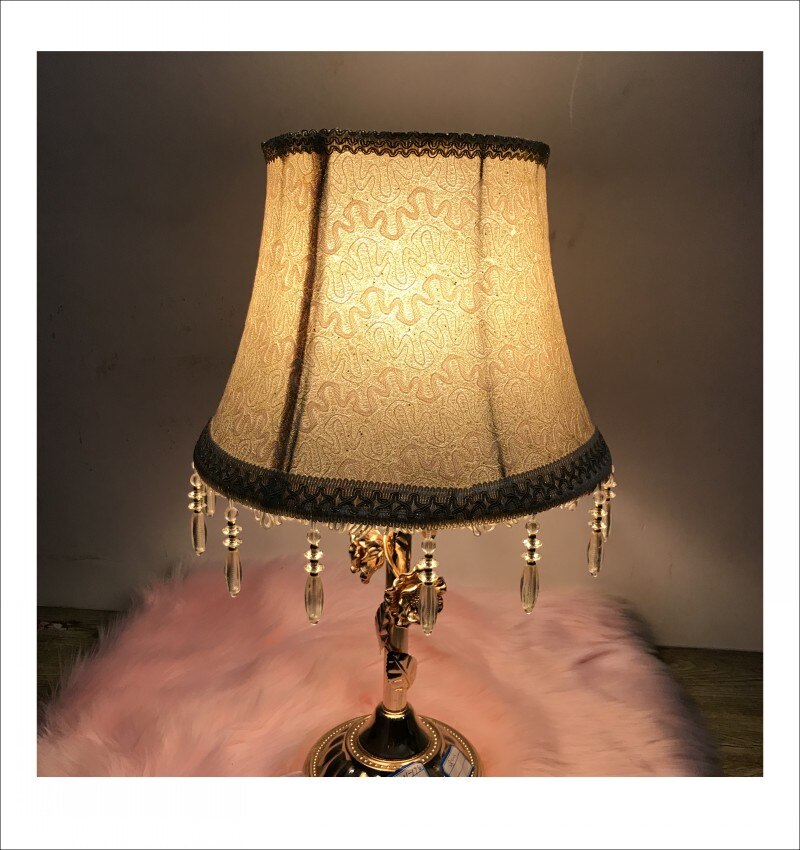 30cm e27 art deco lampskärmar för bordslampor mönster spets gyllene tyg rund lampskärm modern stil lampskydd för lampa