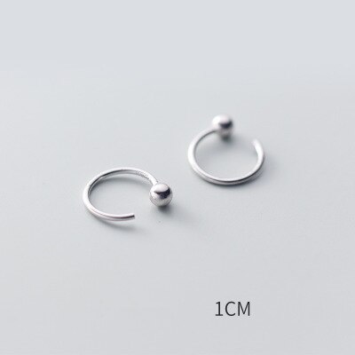 925 sterling sliver geometriske asymmetriske glatte hoop øreringe til kvinder små åbne huggies bøjler ørepiercing øreringe: 10mm sølvfarve