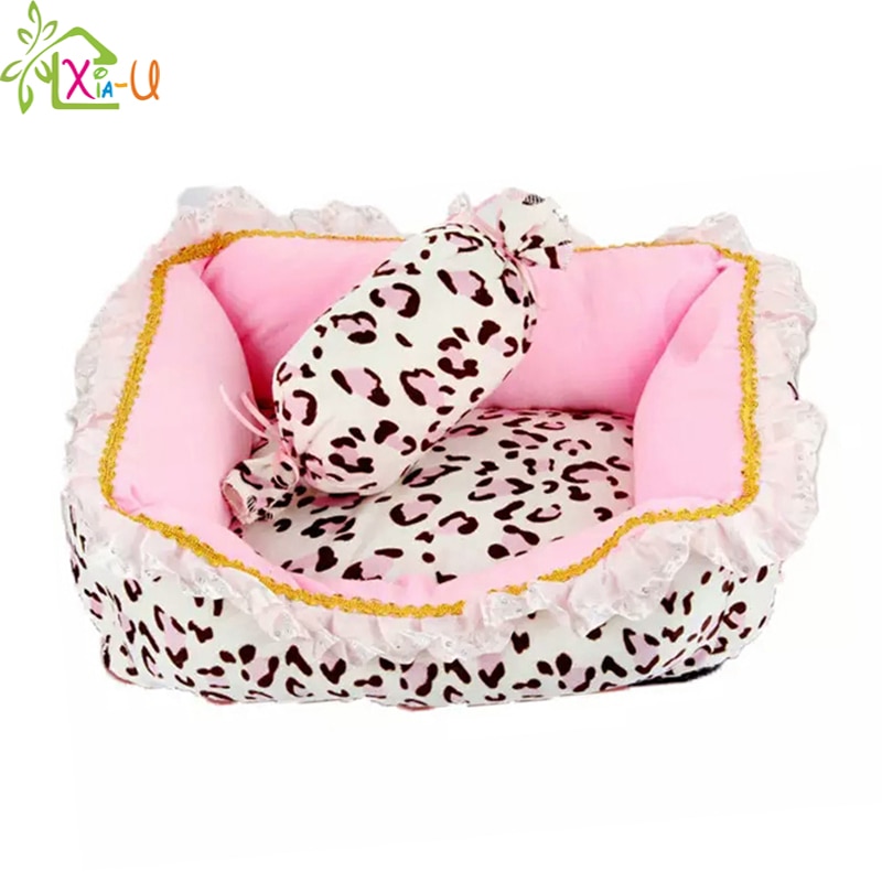 Camas de lujo para mascotas, casa de perro suave, nido de gato perrera, cojín para dormir rosa con almohada, canasta para cachorro, sofá, Princesa, tumbona para mascotas de peluche