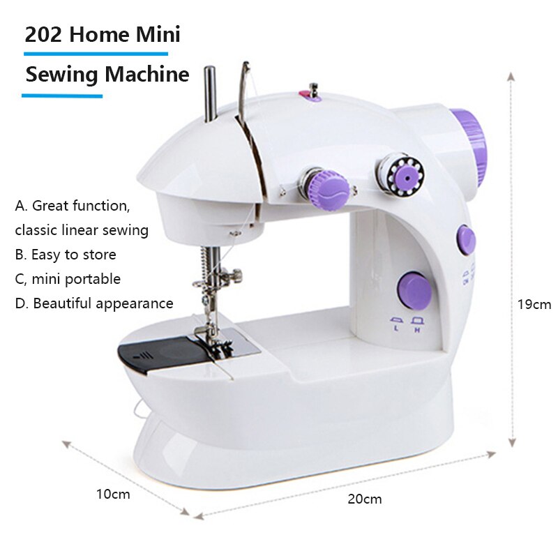 Home Mini Sewing Machine Adjustable 2-Speed Double Thread Portable Electric 202 Household Multifunction Sewing Machin With Light
