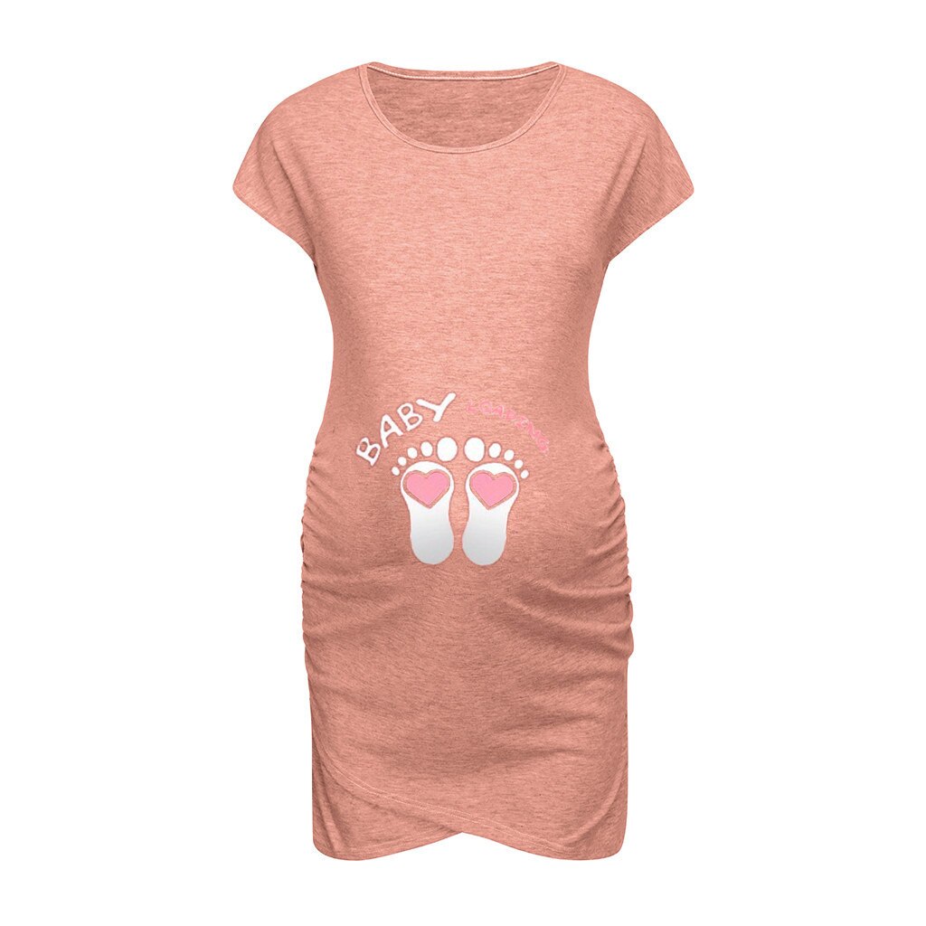 Print gravid gravidklänning sommar kortärmad gravid amning gravidklänning solida kläder för gravida kvinnor vestido