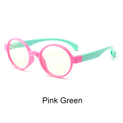 Ralferty Anti-Blauw Blokkeren Bril Kids Computer Brilmontuur Retro Ronde TR90 Kind Brilmonturen Vintage Eyewear A012: Pink Green