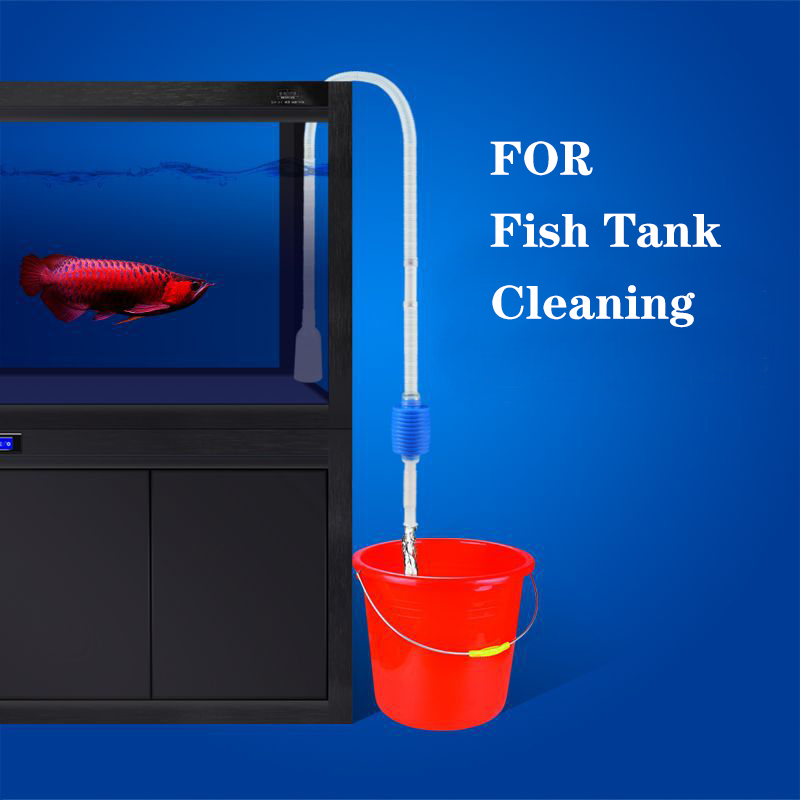 Aquarium Gravel Cleaner Siphon Fish Tank Vacuum Cleaner with Fishing Net Long Nozzle Water Flow Controller