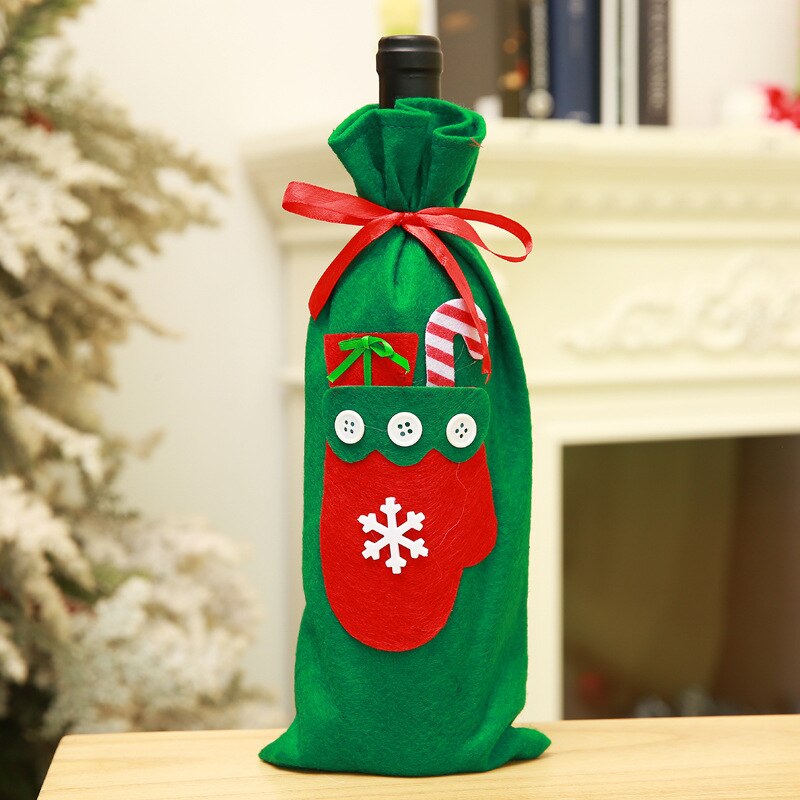 Jul vinflaske dæktaske taske julemiddagsfest xmas borddekorationsforsyninger: 2