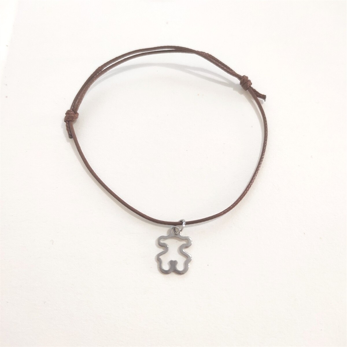 Cute Hollow Bear Bracelet Necklace Stainless Steel Bracelet Charm Women Jewelry: brown