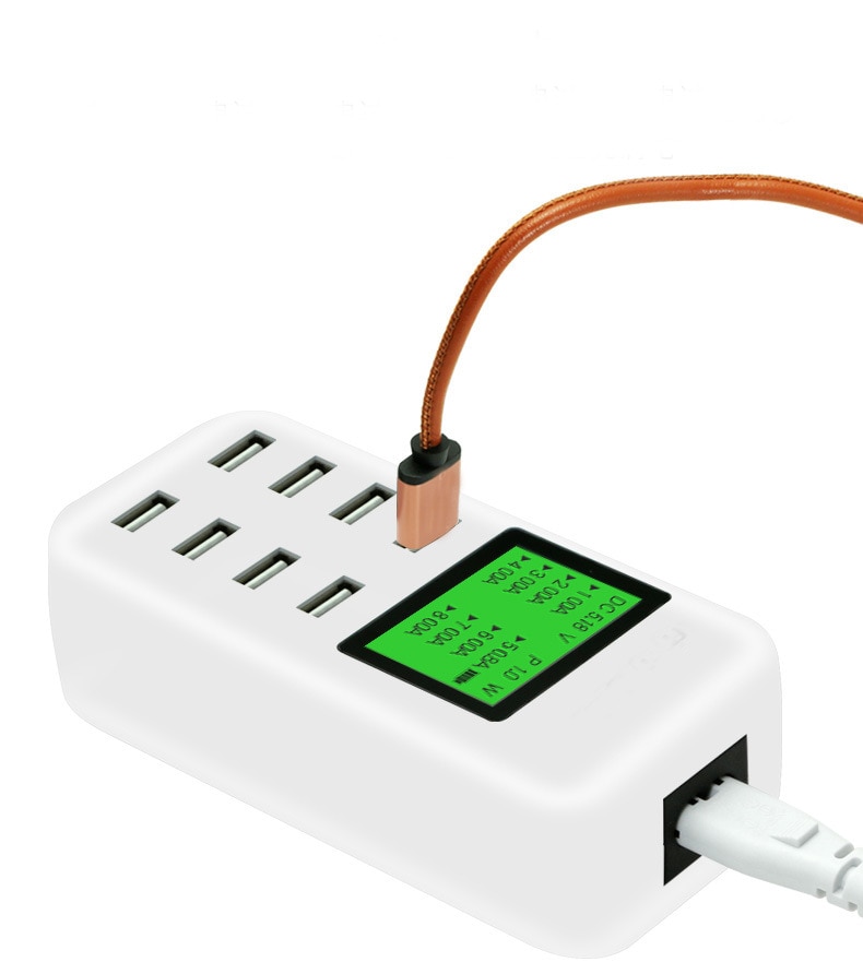 USB Wall Charger - 8 Ports - 5V-12V 1.5A-8A - Fast Charging Hub - Smart IC - LED Display