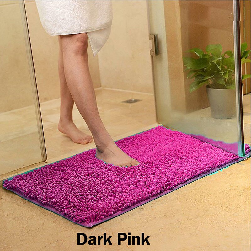 Absorbent Bath Mats for Tub Non - Slip Grey for Bathroom Floor Bath Rug Floor Washable Rug Set Kitchen Tools Non-slip mat: Dark Pink