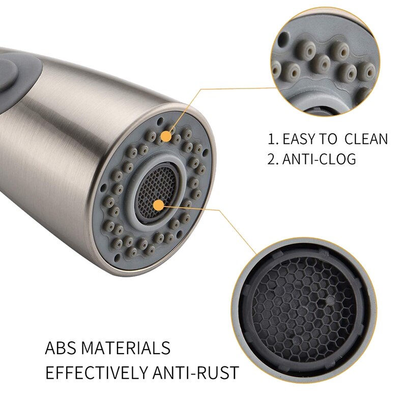 Aanrecht Kraan Vervangende Onderdelen Pull Down Kraan Spray Hoofd, Alleen Voor G1/2 Connector, geborsteld Nikkel Afwerking