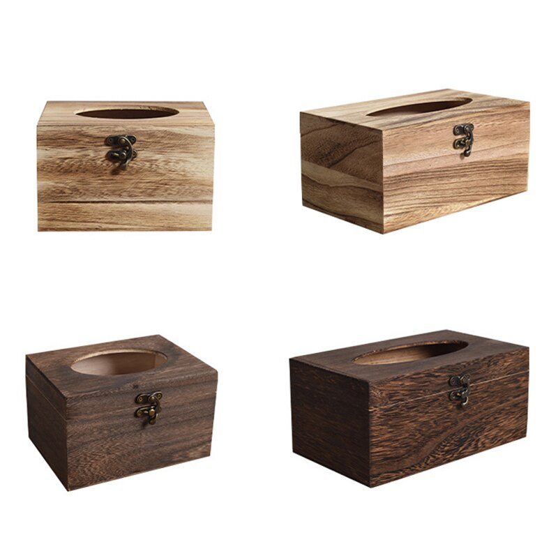 Retro Style Wooden Tissue Box,Paper Napkin Holder Case Wood Bathroom Facial Tissue Box for Bathroom Bedroom