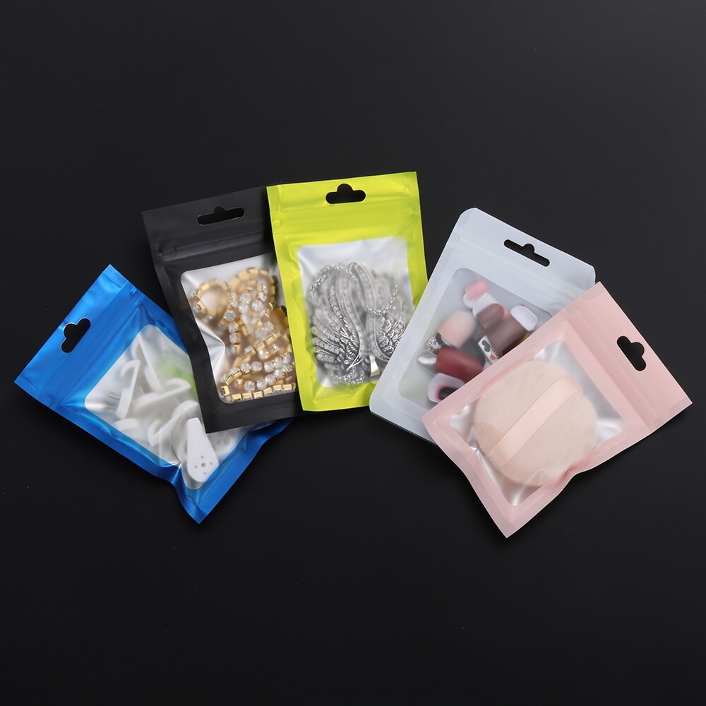 20 Stks/pak Self Seal Matte Zip Lock Plastic Zak Kleine Waterdichte Rits Hersluitbare Opbergtas Aluminiumfolie Hologram Voedsel Pouch