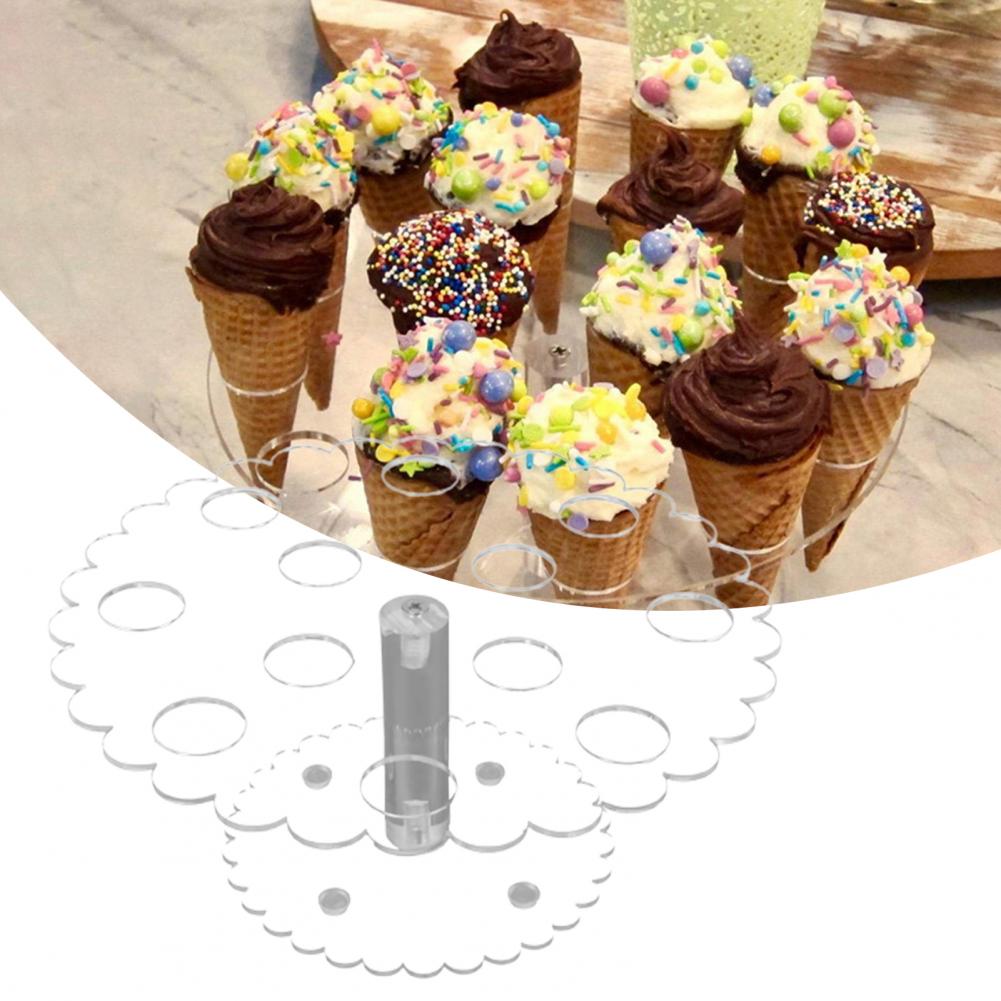 Acrylic Ice Cream Stand Cake Cone Stand Holder 12 Cones Wedding Buffet Display uacr Ice Cream Tools bar Kitchen Tools Gadgets