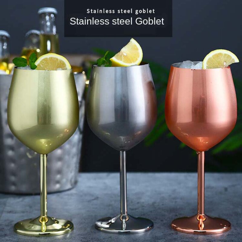 304 Stainless Steel Food Grade Red Wine Goblet Glass Cocktail Glass Metal Wine Glass Bar Restaurant Goblet Rose Gold