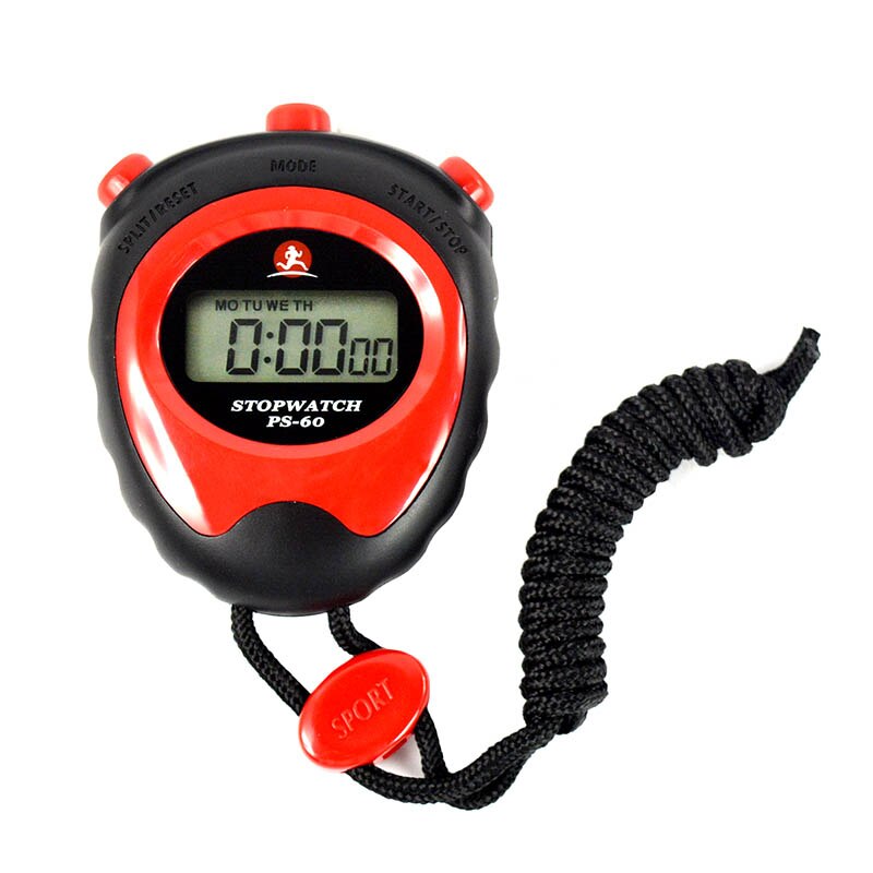 Men Digital Stopwatch Sports Running Waterproof LCD Outdoor Sports Wrist Horloge Chronograph Timer Counter Alarm Watches: Red