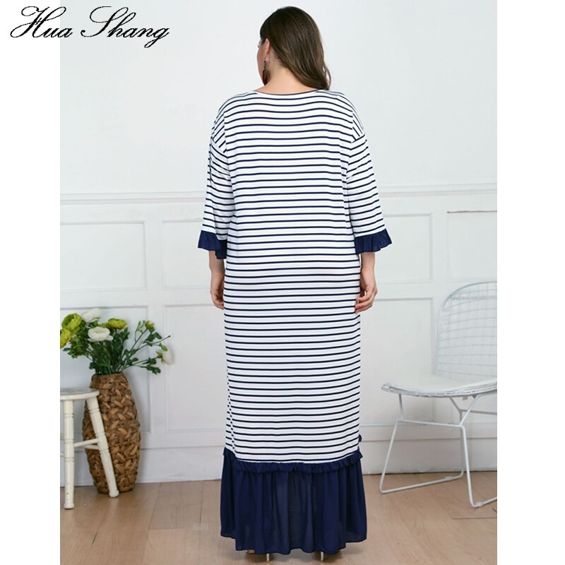 Løs oversized maxi lang kjole kvinder sommer o hals langærmet multicolor flæser kjole plus size dame tunika lange kjoler