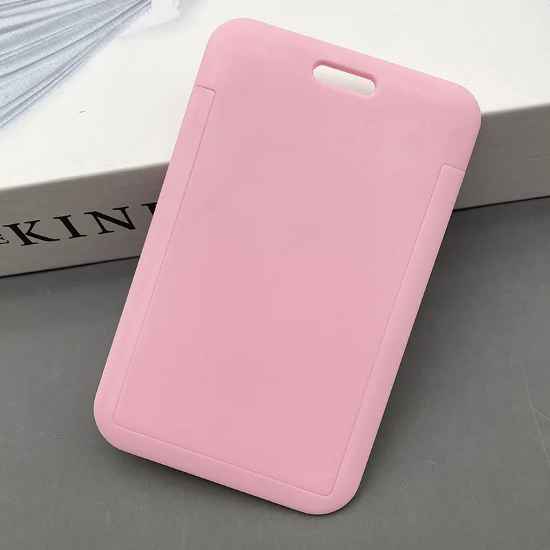 Gorący bubel kobiety mężczyźni etui na dowód osobisty portfel moda Student Bus ID Business Slide Card osłona z uchwytem etui na torebkę: Pink