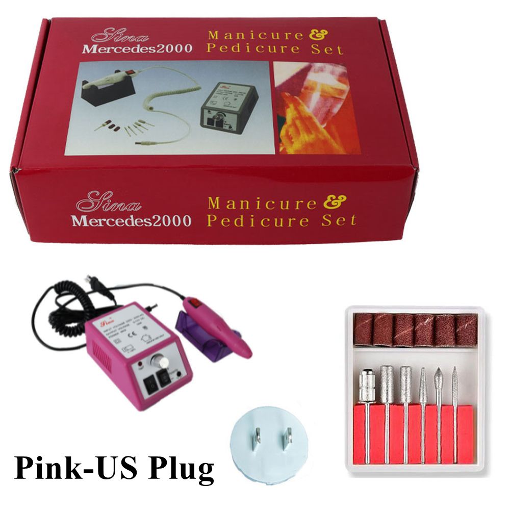 Máquina pulidora de uñas, aparato eléctrico para quitacutículas, pedicura, Mercedes 2000: pink-US Plug-