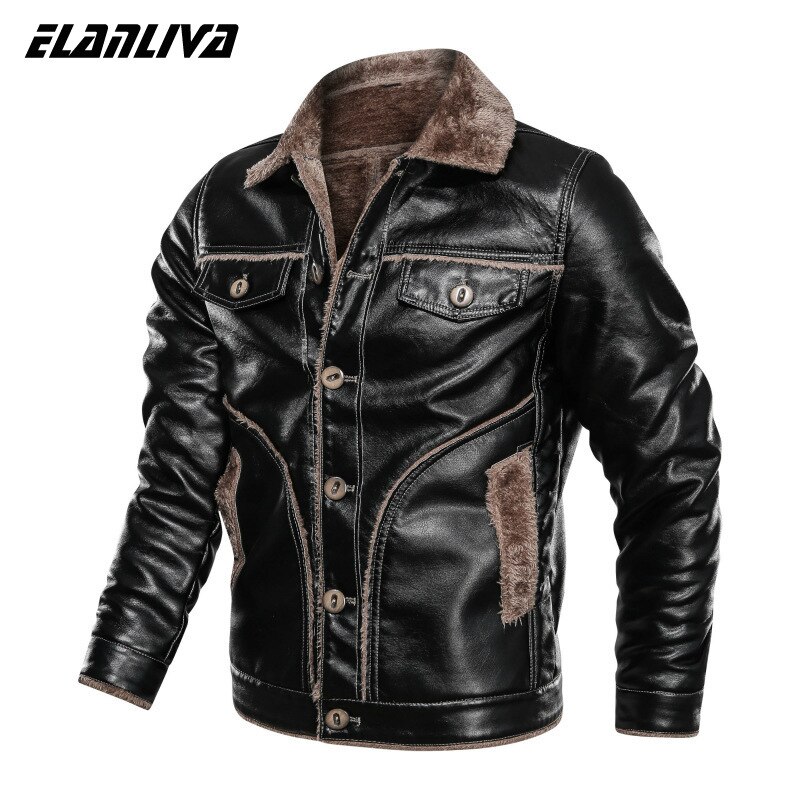 2020 novos Homens Jaqueta De Couro de Inverno Russo Top Quality Faux Fur Jaqueta De Couro Masculina de Couro Quente Jaquetas Casacos Masculinos 8XL
