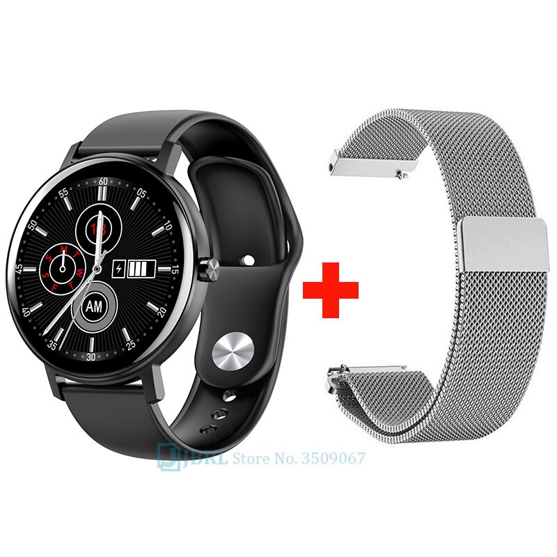 Rotondo Smart Band Donne Degli Uomini Braccialetto Intelligente Inseguitore di Fitness Per Android IOS Smartband Nuovo Full Touch Intelligente Wristband della Fascia di Polso: black add strap 2