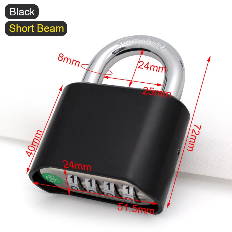 Strong Combination Lock Outdoor Waterproof for Gate Fence Gym Sports Locker Password Number Cabinet Door Padlocks: Black Short Beam
