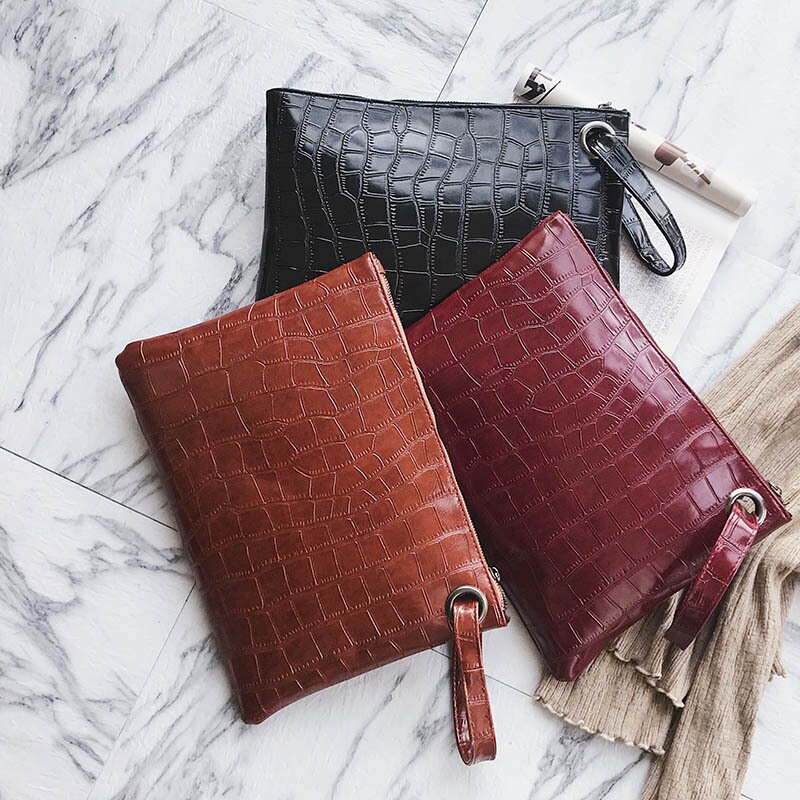 Krokodille kvinder clutch taske alligator armbånd dame aften tasker trend fest pige konvolut taske håndled wrap clutches pung