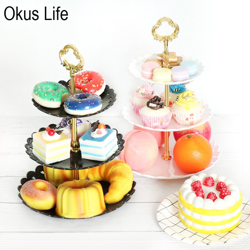 2pcs/set Cake Stand 3 Layers Wedding Cake Plate Stand Dessert Fruits Vegetable Placed Tool Wedding Birthday Party Cupcake Stand