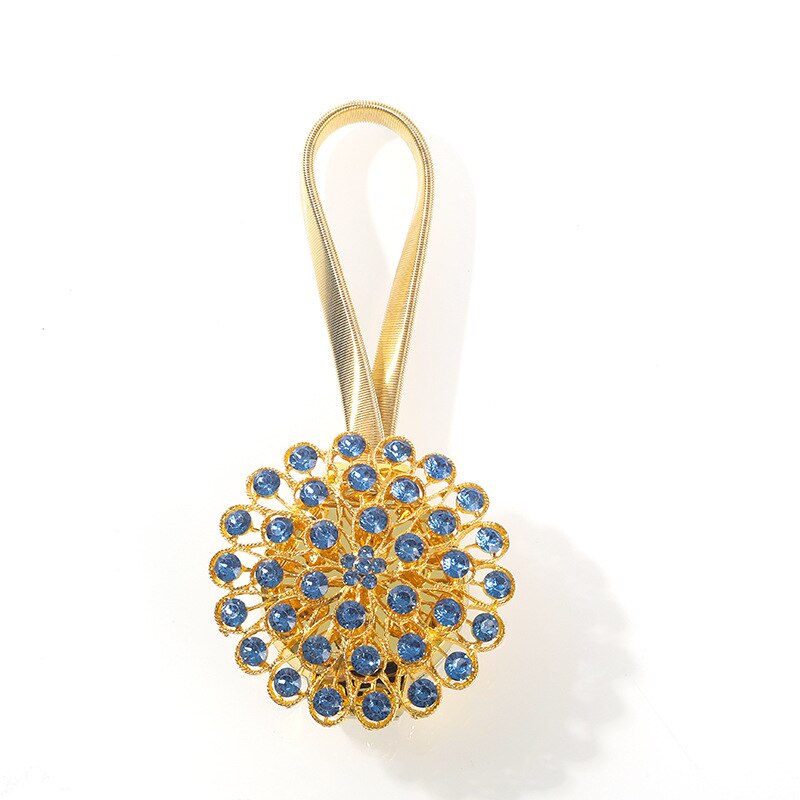 1pcs Flower Shape Rhinestones Magnet Curtain Tieback Magnetic Curtains Buckle Window Screening Ball Clip Holder Home Accessories: P