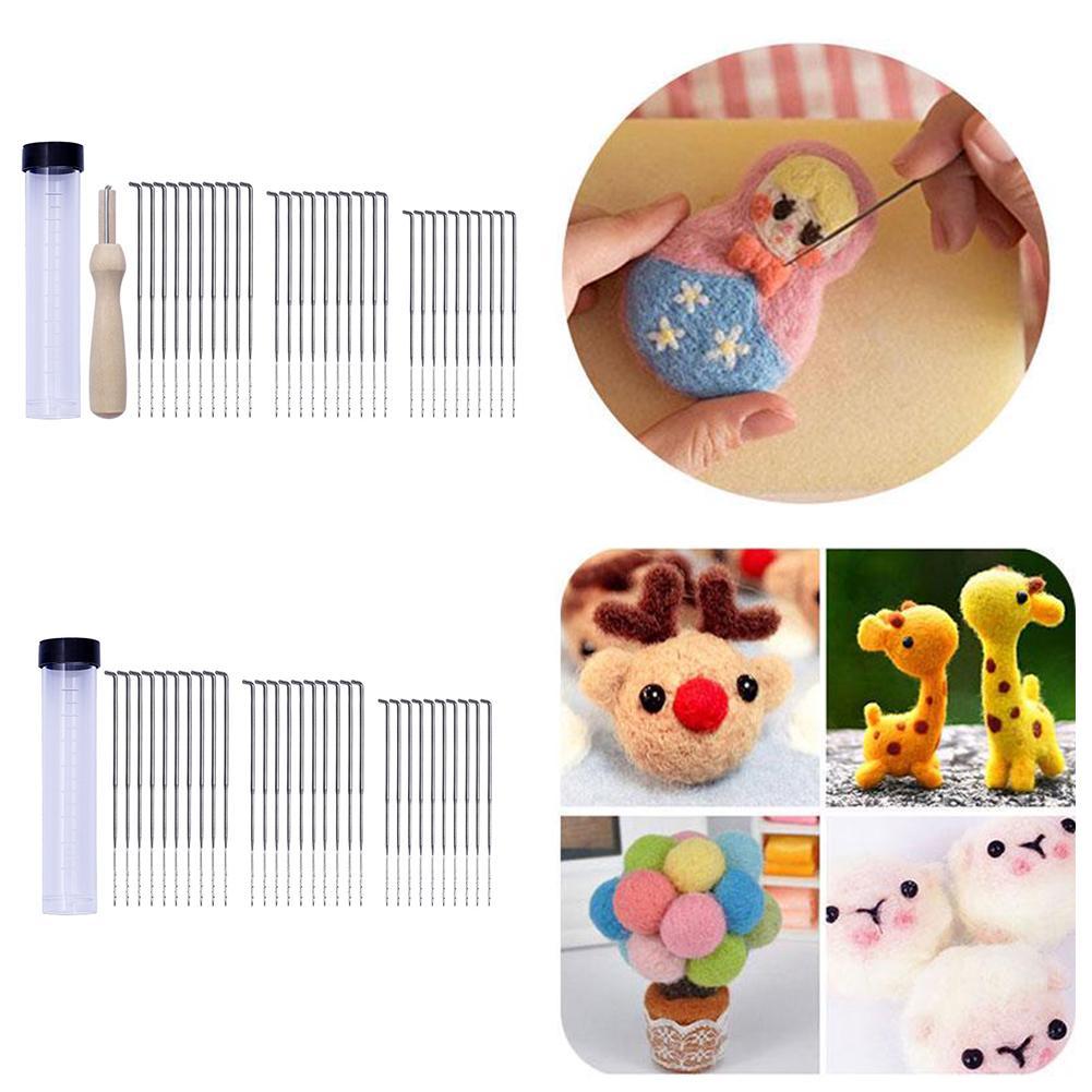 18Pcs Felting Needles Kits Wool Felt Pocked Needles Set Diy Craft Felt Tools with Wood Handle with Bottle Best for Kids