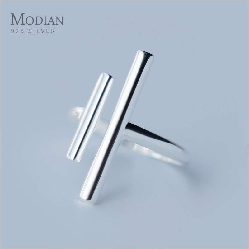 Modian Moda Geometrica Linea di Autentico Argento 925 Anello per Le Donne Aperto Anello di Barretta Registrabile Gioielleria Raffinata 2020 di disegno
