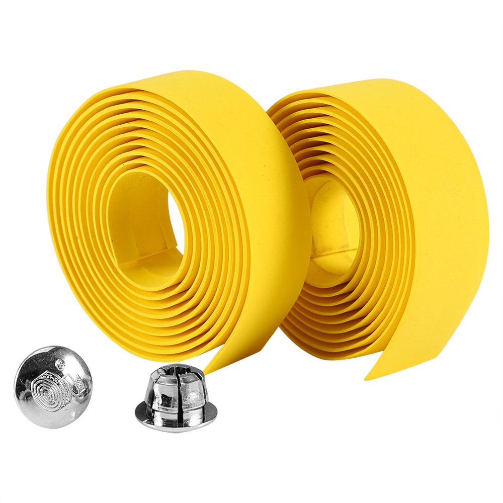 1 par landevejscykel cykelstyr anti-slip styrtape gummi cykel styr tape wrap med stangpropper: Gul