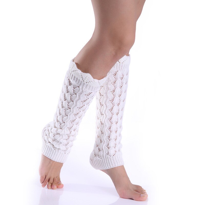 Creux ondulé bordure Imitation dentelle tricoté laine jambe couverture Pile Pile chaussettes femme automne et hiver chaussettes cheville plus solide: WHITE