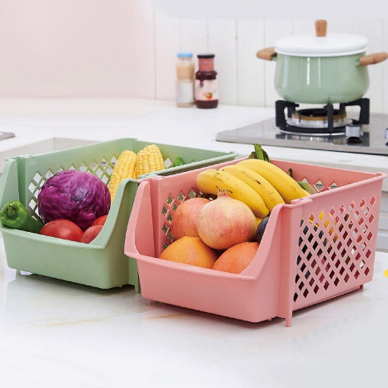 Stackable Plastic Kitchen Storage Basket Fruit & Vegetable Rack Box Household Products