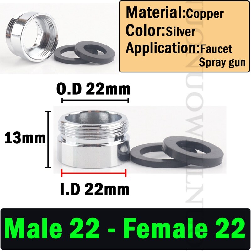 2 Stks/partij M22 Om M20 M18 M28 Draad Rvs Connector Kraan Gewrichten Waterzuiveraar Accessoire Keuken Water Tap Adapter: M22 to F22