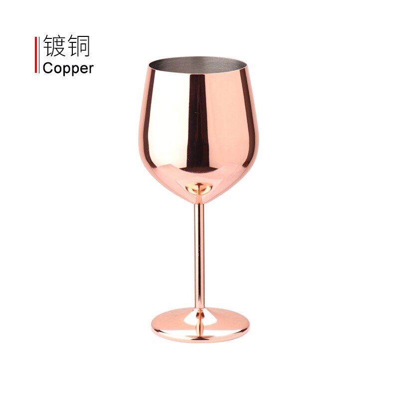 Copa de una sola capa de acero inoxidable 500 de capacidad, copa de vino tinto, gran capacidad, copa de metal de 304 ml: copper