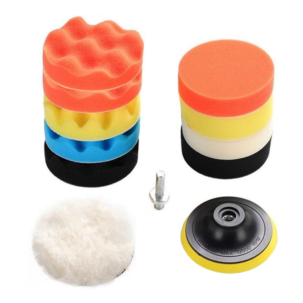 (12-piece set)car polishing disc self-adhesive polishing set sponge wheel wool wheel polishing Hand Tool Kit For Car Polishing