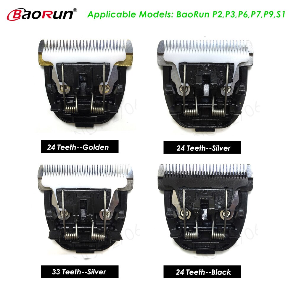 BaoRun-cuchillas de repuesto originales para cortadora de pelo de perro, cuchillas de corte de cerámica para P2, P3, P6, P7, P9, S1, 24, 33 dientes opcionales