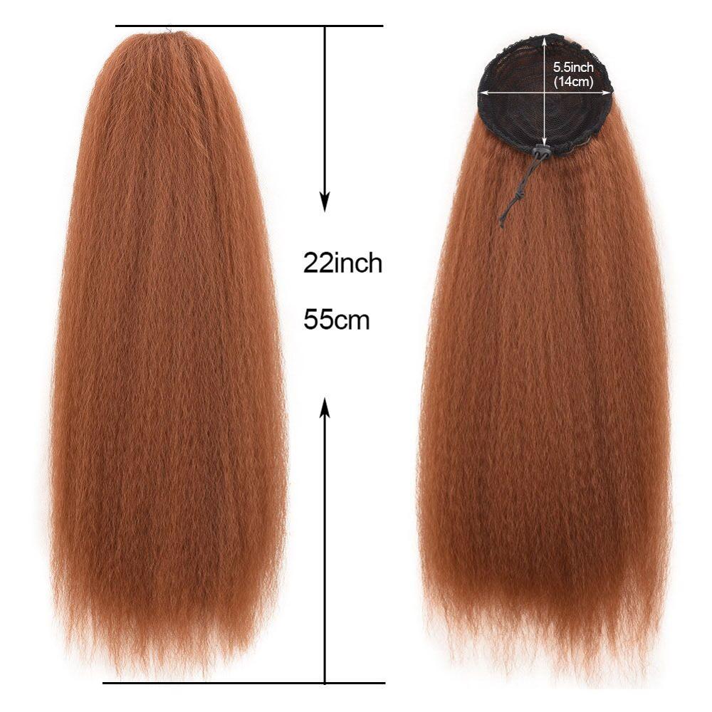 jeedou Yaki Straight Hair Ponytail Drawstring Updos Ponytails Black Brown Synthetic Hair Extensions Fluffy Haipieces