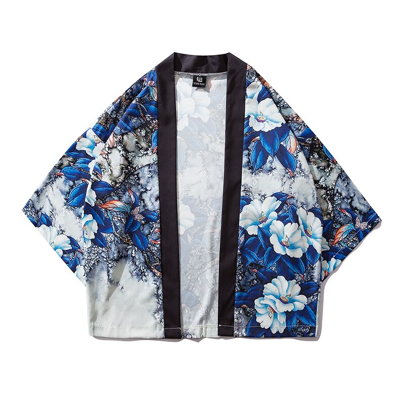 été protection solaire Style streetwear japonais fleur Kimono vestes hommes Cardigan vêtements de sport manteau vêtements d'extérieur