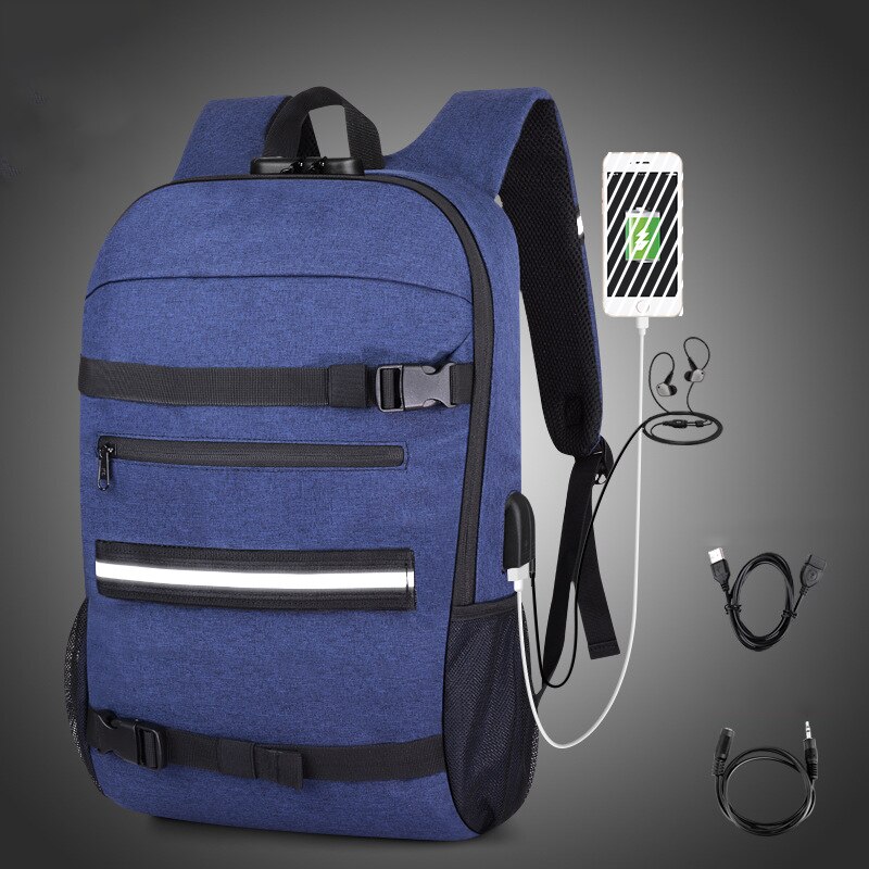 Sac à dos de Skateboard antivol avec verrouillage par mot de passe, chargeur Usb, à bandoulière, pour loisirs, voyage, ordinateur, Longboard, pour hommes et femmes: DL