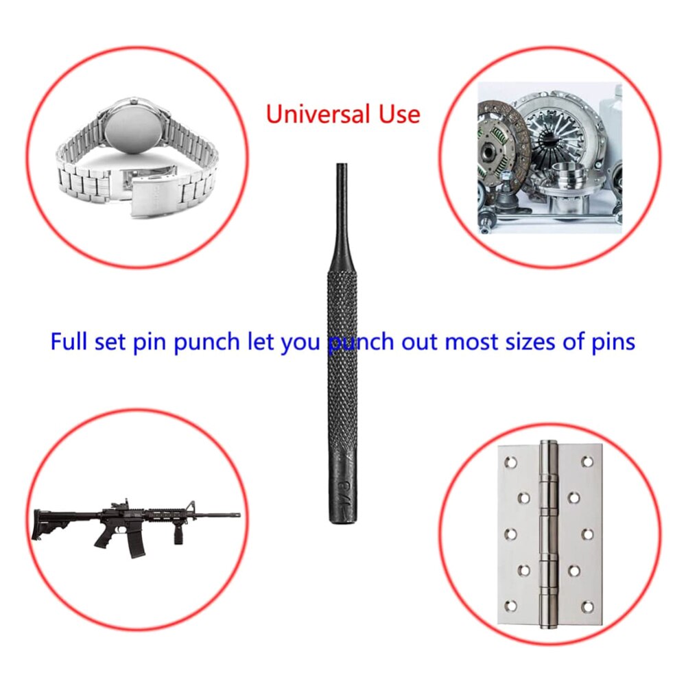 8Pcs Roll Pin Spring Punch Set Bolt Catch Roll Up Case Pin Punch Tool Pins Grip With Carry Bag