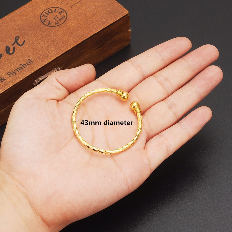 Dubai Gold Small Gold Color Bracelet&Bangles for Baby/Girls/Boy Charm Beads Bracelet Small Bell/Heart Jewelry Child Party