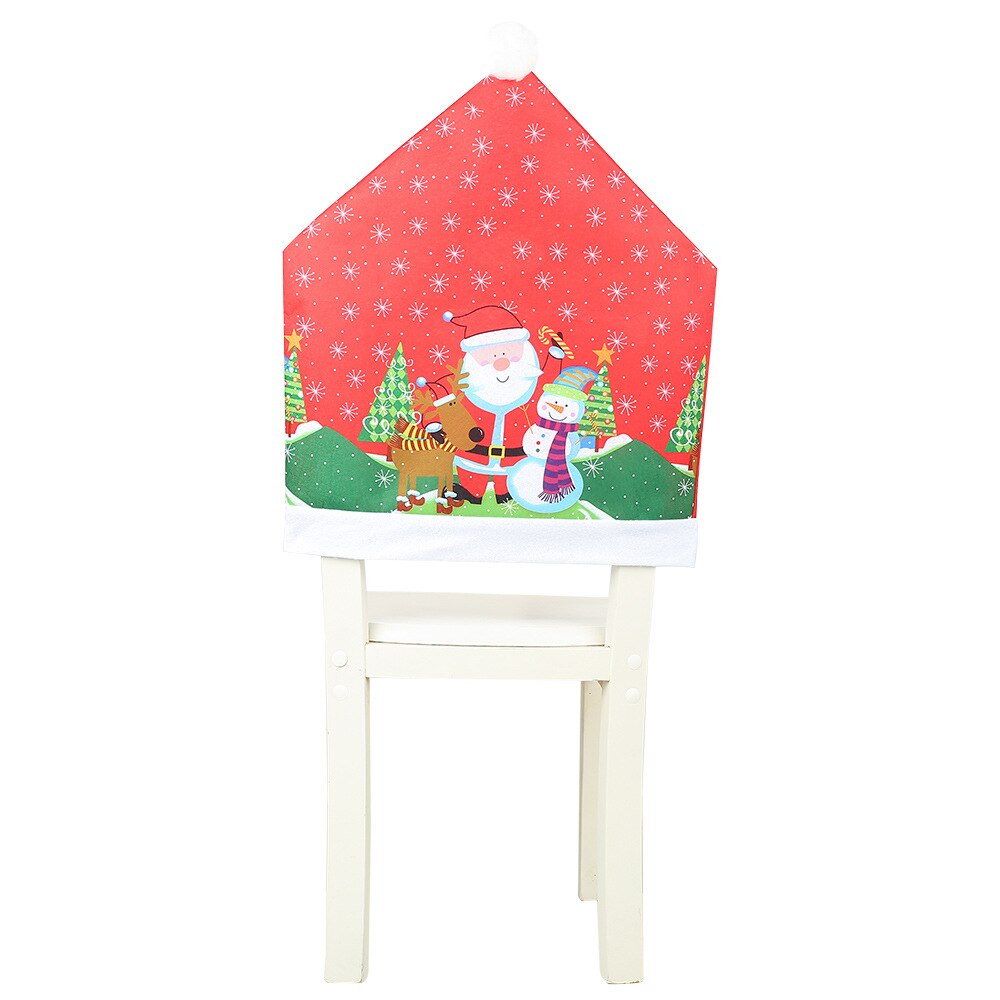 Non-woven Fabric Chair Sashes Christmas Chair Covers Home Decoration Accessories Santa Snowman Super Large Hat Year Supplies