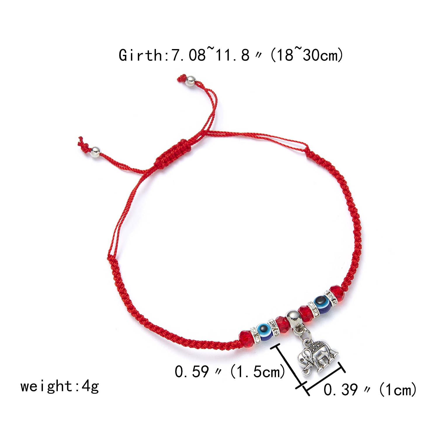 9 estilos trenzado suerte cordel rojo mano de Hamsa encanto pulsera maldito azul ojo perlas pulsera de joyería de amistad para los hombres y las mujeres: elephant