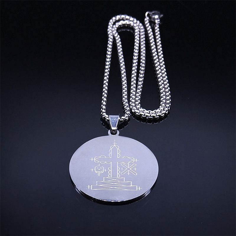 Papa Ghede Voodoo Loa Veve Hanger Ketting Voor Vrouwen/Mannen Rvs Vodoun Lwa Talisman Amulet Ketting Sieraden Kraag