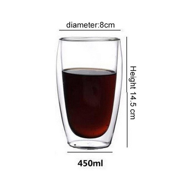 80-450ML Heat Resistant Double Glass Beer Espresso Cup Set Handmade Beer Mug Tea Cup Whiskey Glass Drink Cup with Handle: A-450ml