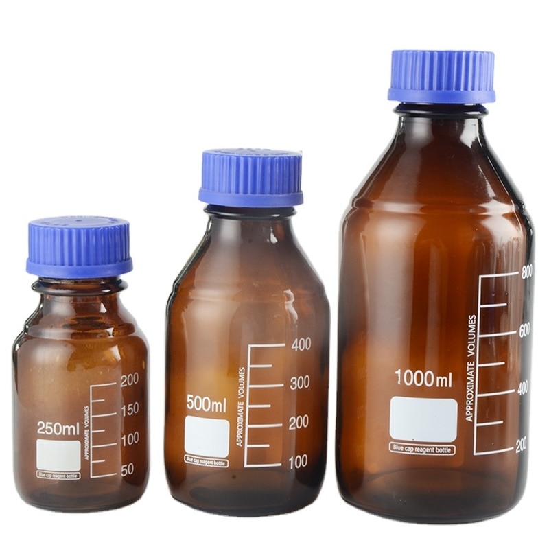 Laboratorium Hoge 50Ml 100Ml 250Ml 500Ml 1000Ml Glas Reagensfles Bruin Schroef Glas reagensfles