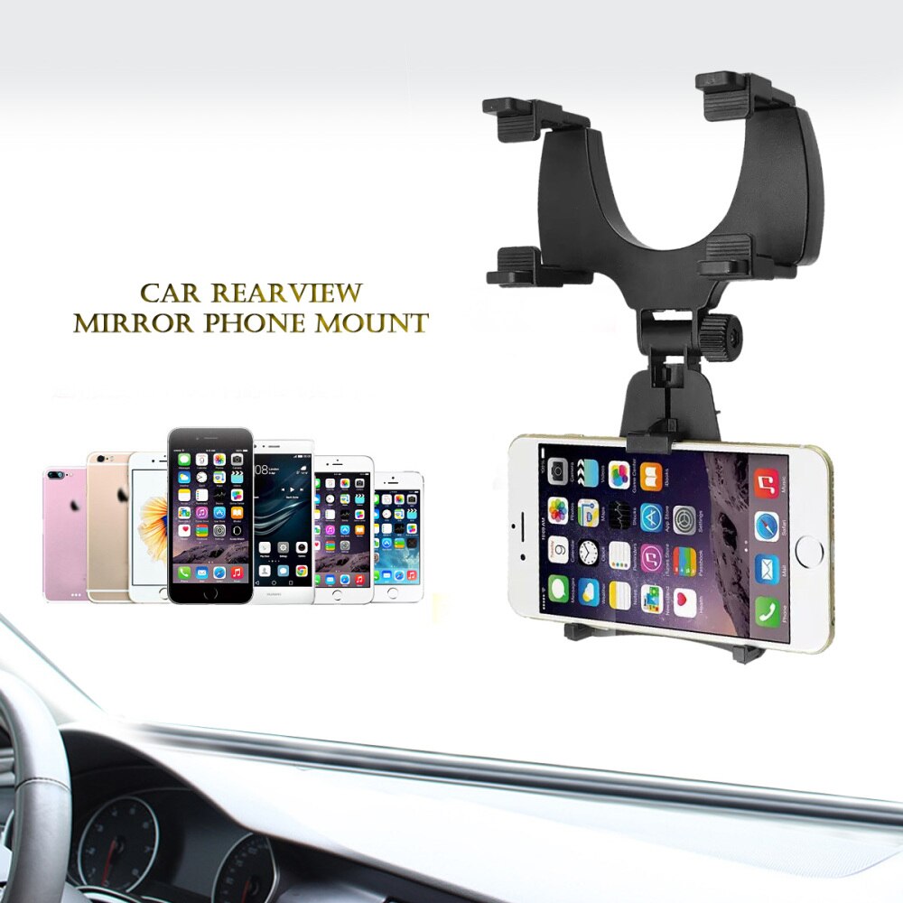 Cell Phone Car Mount Review Mirror Phone Holder Cradle Stand for GPS (Black)