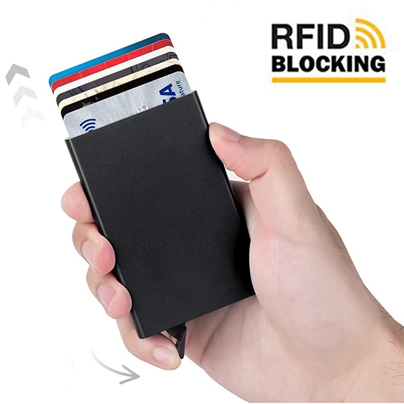 Edelstahl Kreditkarte Halfter Männer Dünne Anti Schützen Reise Ich würde Karteninhaber Frauen Rfid Brieftasche Metall fallen Porte Carte