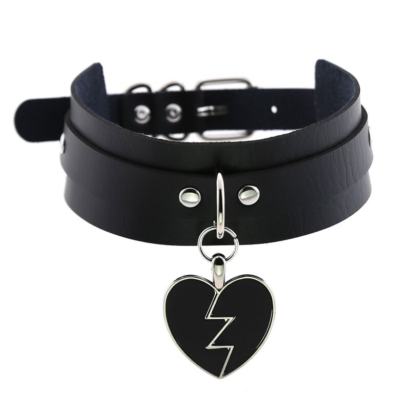 Gothic Punk Ketting Harajuku Multi Kleur Hart Met Lock Hanger Pu Lederen Choker Kraag Ketting Voor Vrouwen Meisjes Sieraden: 9